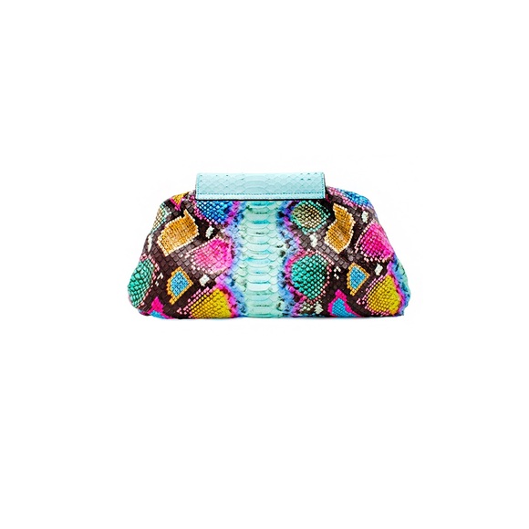 Multicolor Snakeskin Pattern Clutch - Picture 7 of 8
